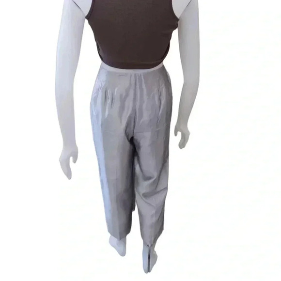 Dana Buchman 100% Silk  Silver Grey Ankle Trousers Size 12 - Picture 3 of 11